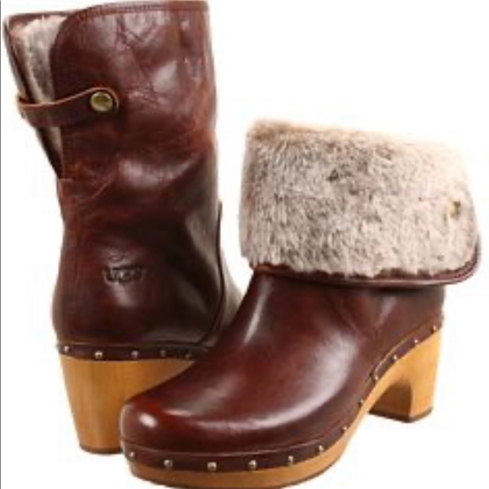 WOMENS UGG CHESTNUT LYNNEA CLOG BOOT II, SIZE 6